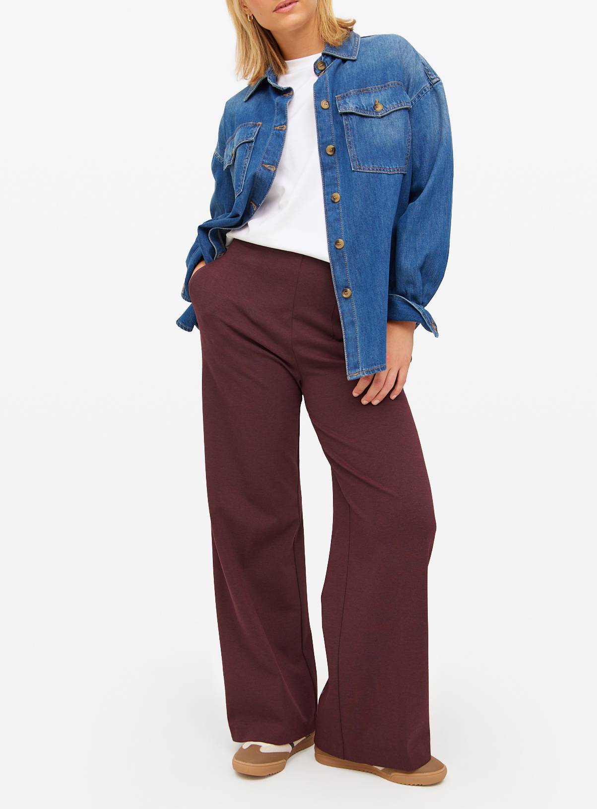 Burgundy Wide Leg Ponte Trousers 18R - Image 3
